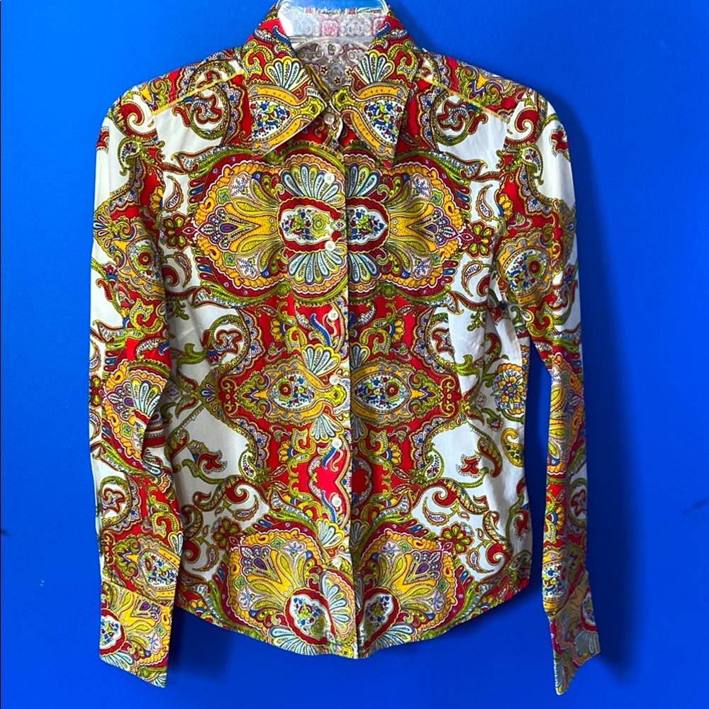 ROBERT GRAHAM Women’s Paisley Button Blouse Sz S